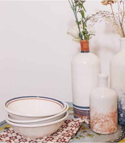 Stripes ceramics handmade in Greece