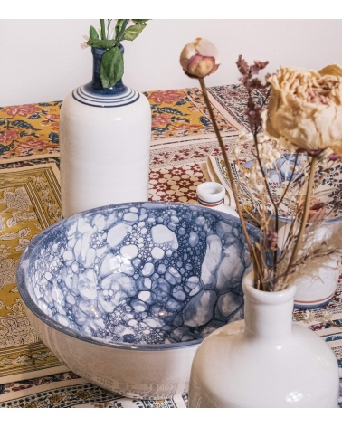 Saladier bleu en céramique fait-main en Grèce