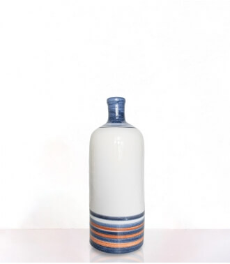 Vase céramique bleu à rayures