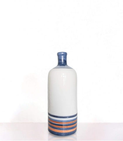 Vase céramique bleu à rayures
