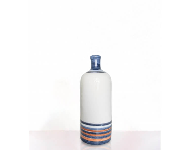 Vase céramique bleu à rayures
