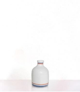 Vase bleu céramique à rayures - 12 cm