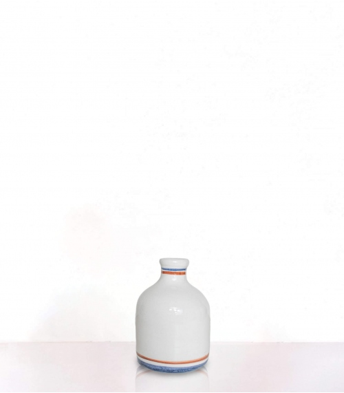Vase bleu céramique à rayures - 12 cm