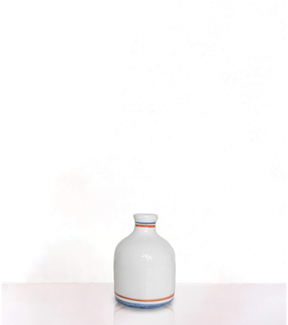 Vase bleu céramique à rayures - 12 cm