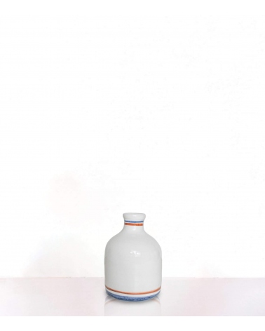 Vase bleu céramique à rayures - 12 cm