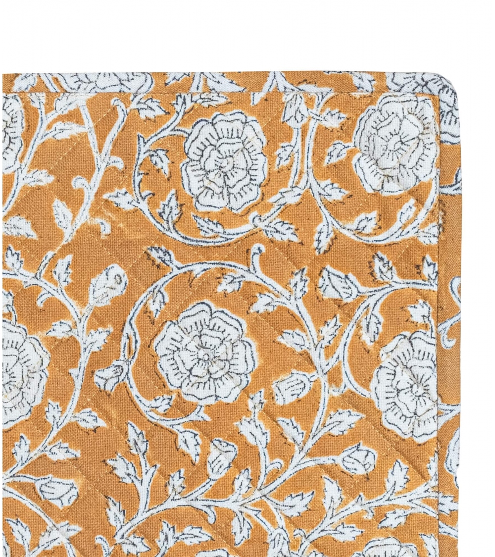 Hot plate holder 8x8 inches in tan cotton Banna Jamini