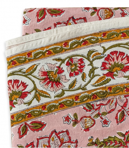 Nappe ronde indienne 175 cm - rose pâle