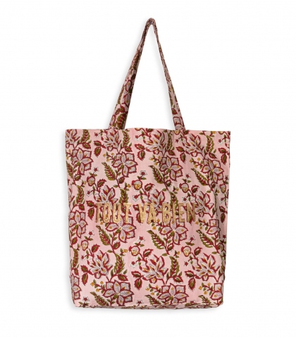 Tote bag fleuri 41x46x13 cm - Rang rose pâle