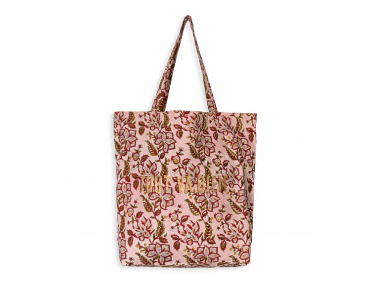 Tote bag fleuri 41x46x13 cm - Rang rose pâle
