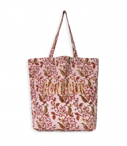 Tote bag imprimé B Rang rose pâle