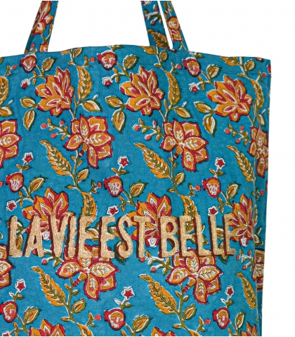 Cotton bag 16x18x5 inches - blue