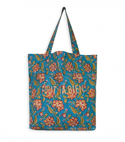 Tote bag imprimé 41x46x13 cm - bleu