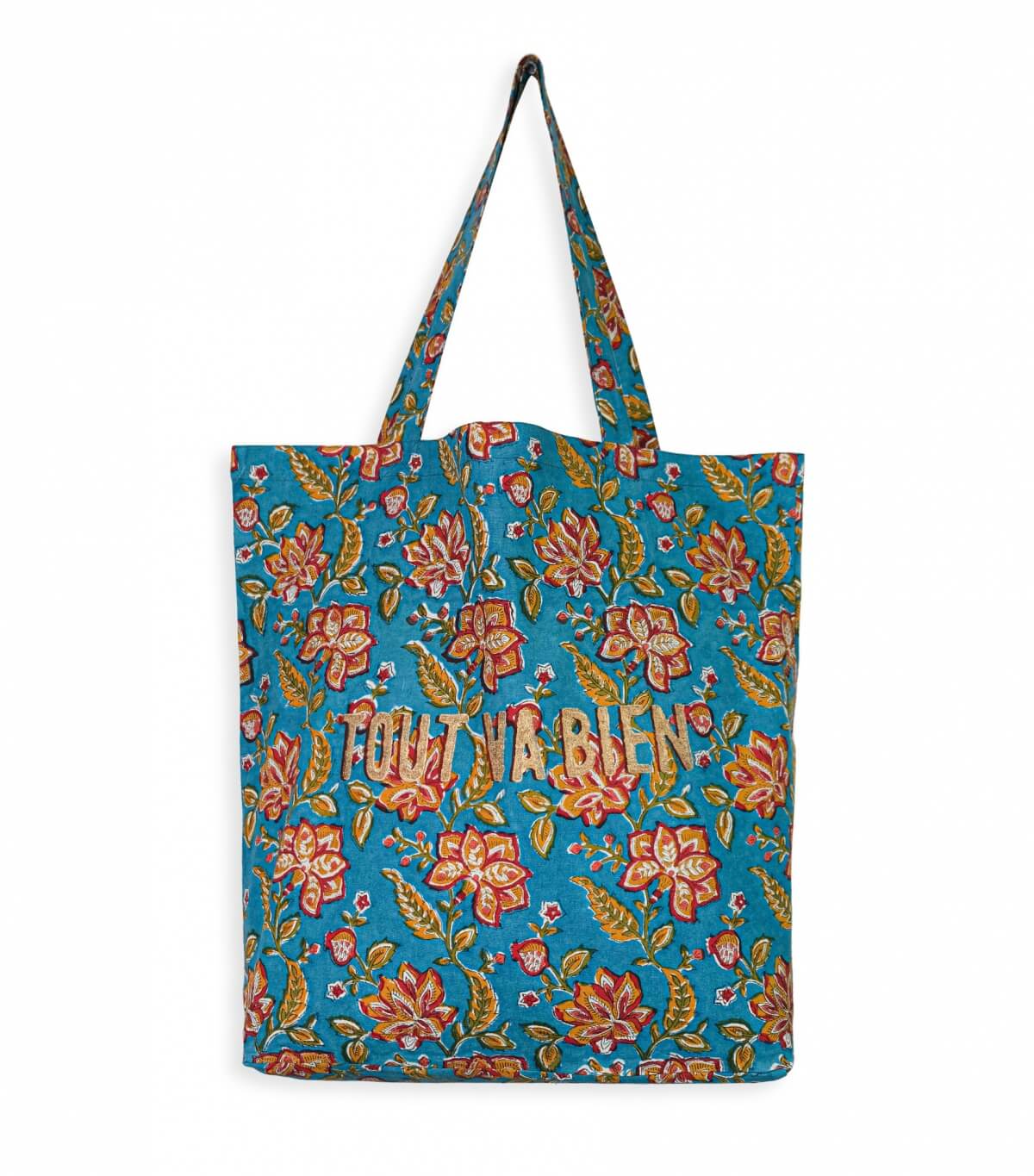 Printed tote bag 16x18x5 inches - Rang blue
