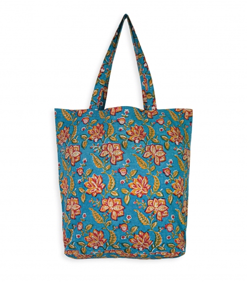 Indian tissu bag 16x18x5 inches - Rang blue