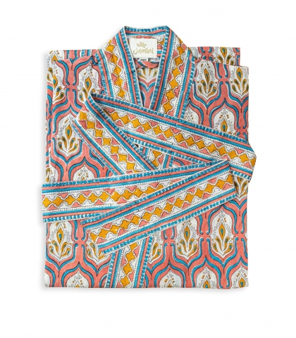 Kimono Pranjal rose pâle