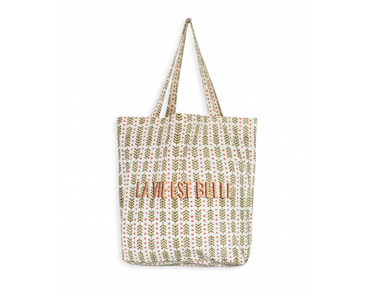 Printed tote bag LVB Thea olive