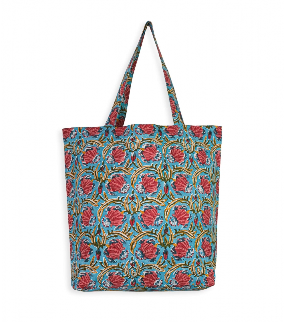 Printed tote bag Jaipur light blue Jamini