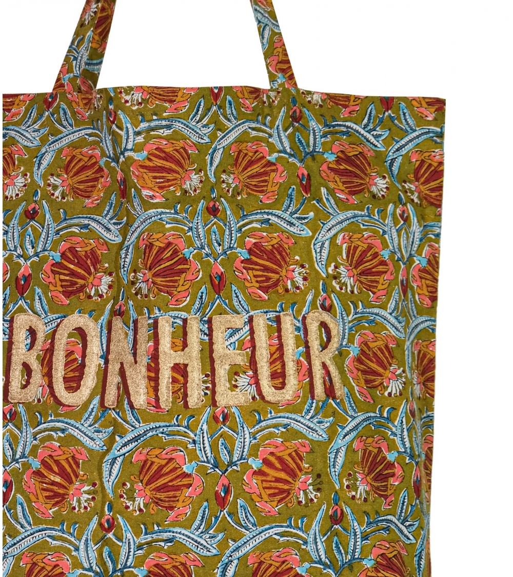 Indian tote bag Jaipur olive 16x18x5 inches Jamini