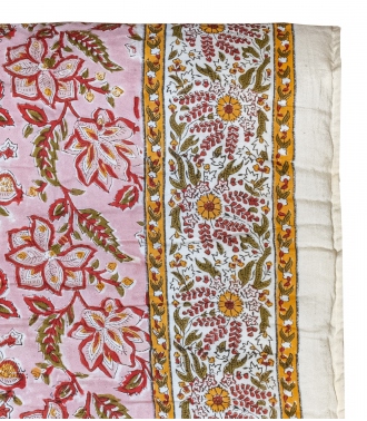Indian quilt 63x89 inches - pale pink