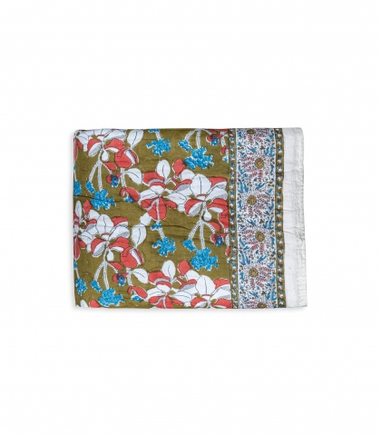 Floral Quilt Iris olive