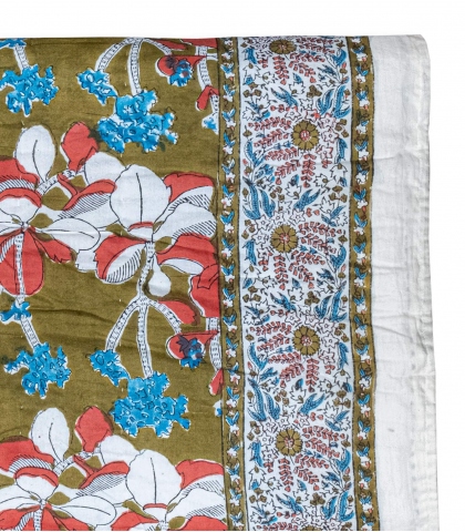 Printed quilt 63x89 inches - olive
