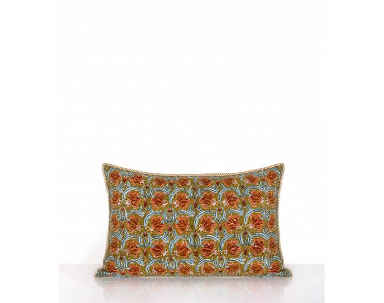 Housse de coussin rectangulaire Jaipur olive