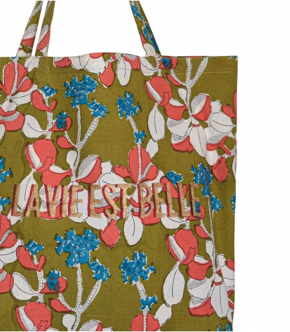 Tote bag imprimé 41x46x13 cm - olive