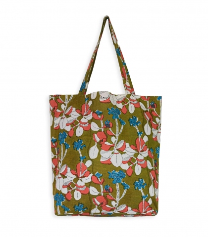 Indian tote bag 16x18x5 inches - olive