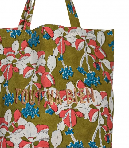 Indian tote bag 16x18x5 inches - Iris olive