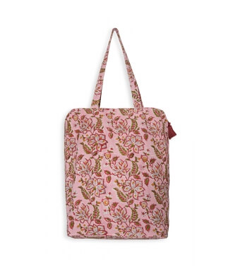 Zipped tote bag Rang pale pink