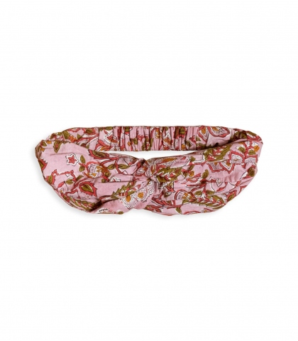 Bandeau cheveux coton Rang rose pâle
