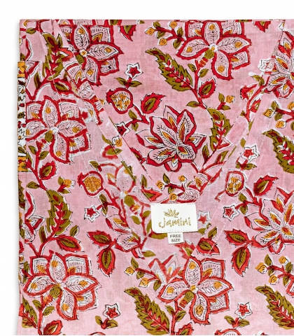 Kaftan long imprimé - rose pâle