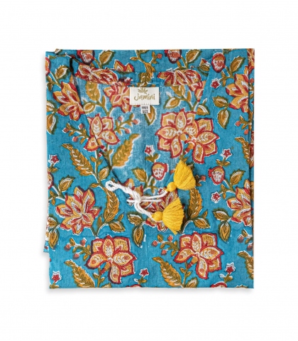 Kaftan court coton Rang bleu