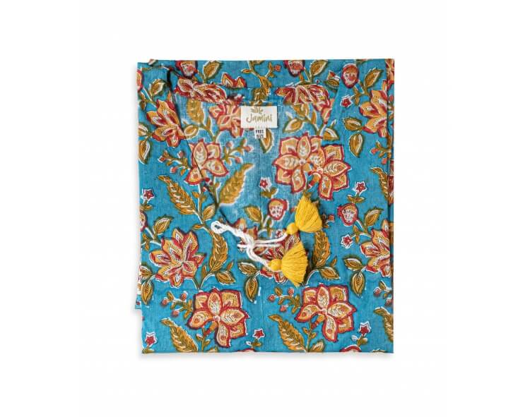 Kaftan court coton Rang bleu