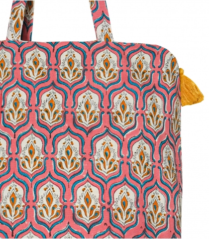 Sac de marché zippé 41x46x13 cm - Pranjal rose