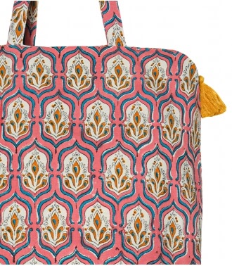 Zipped market bag 16x18x5 inches - Pranjal pink