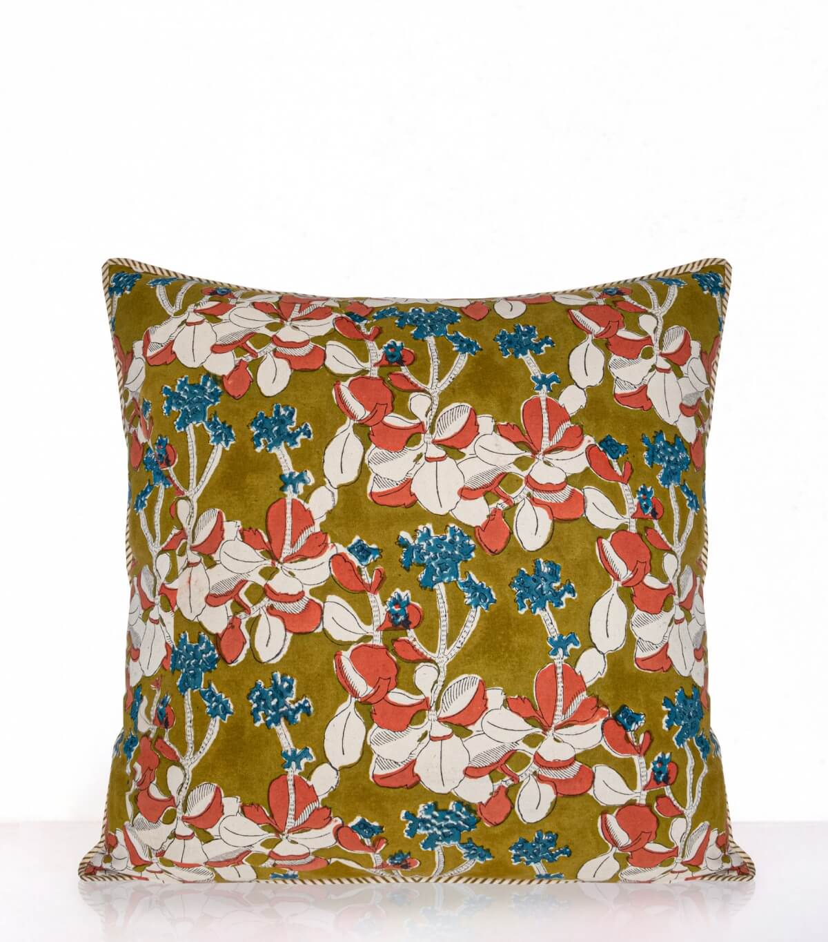 Square pillow cover Iris olive