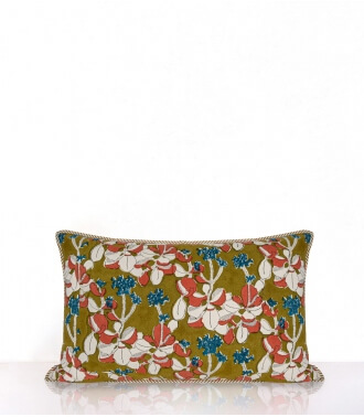 Iris olive cushion cover