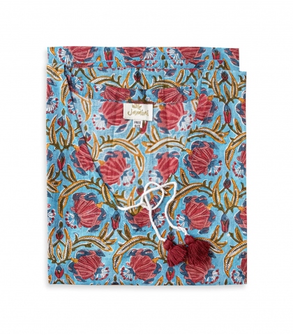 Kaftan fleuri Jaipur bleu clair