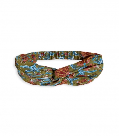 Bandeau cheveux fleuri Jaipur olive