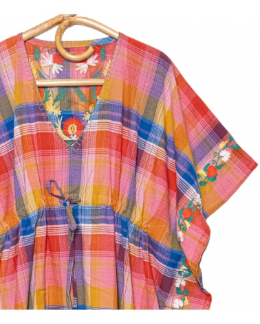 Cotton kaftan with embroideries - free size