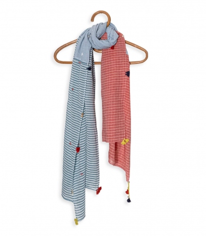 Janis green cotton scarf - 75x28 inches