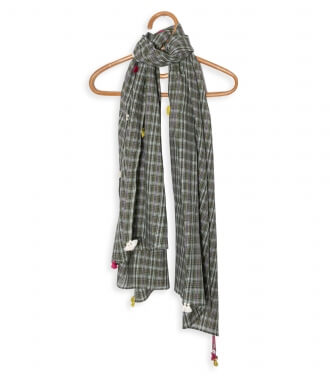Green scarf Jani 80x39 inches - Cotton