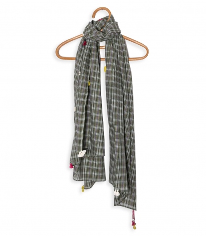Green scarf Jani 80x39 inches - Cotton