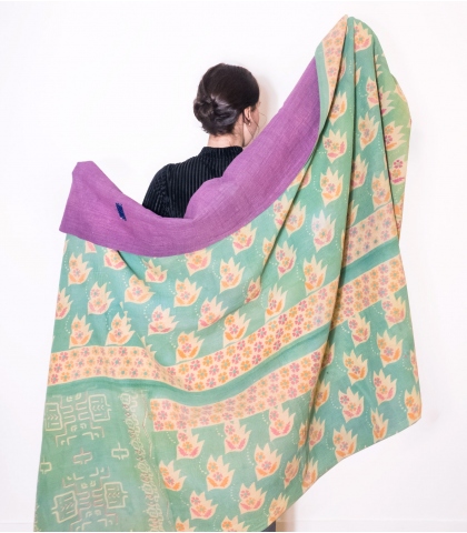 Kantha indien en coton - 232x145 cm