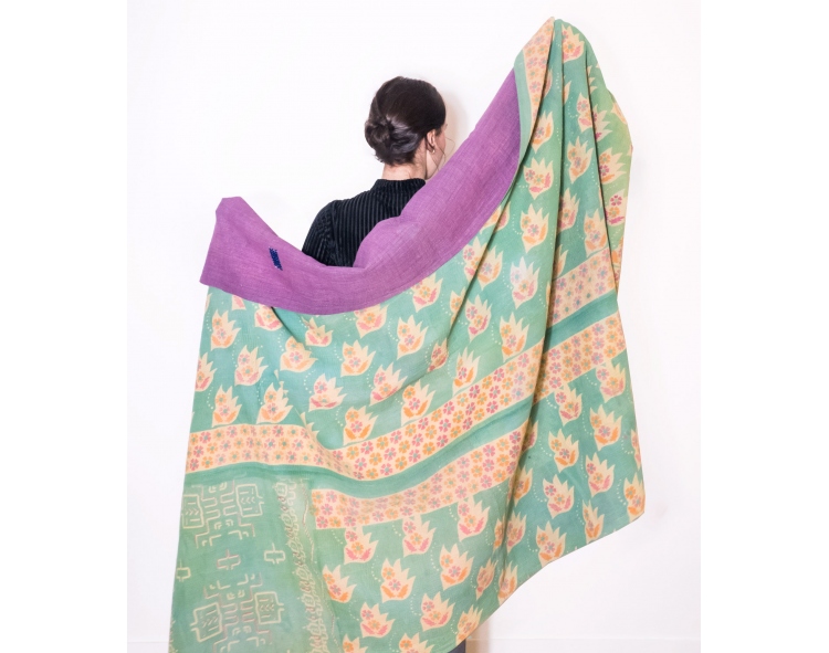 Kantha indien en coton - 232x145 cm
