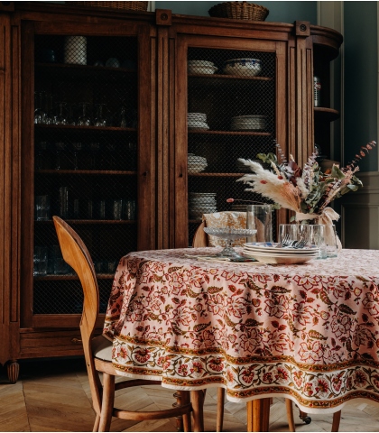 Nappe ronde Rang rose pâle