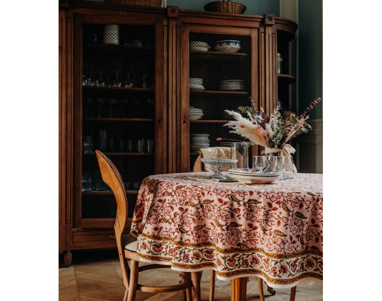 Nappe ronde Rang rose pâle