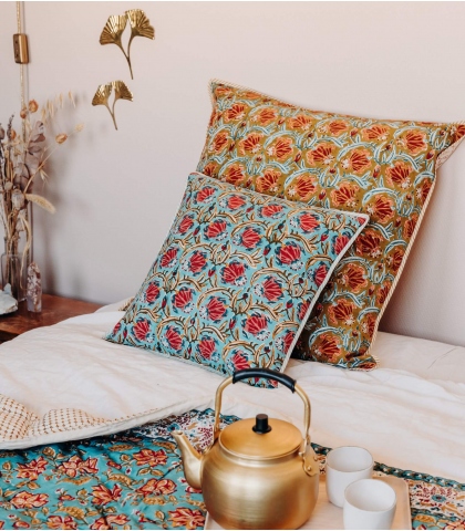 Housse de coussin Jaipur bleu clair