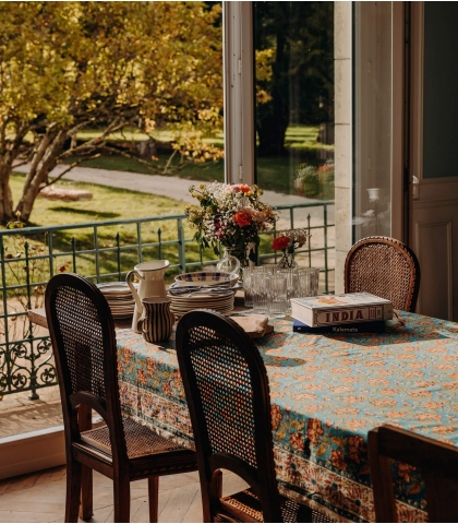 Nappe de table grand format 175x350 cm - Rang bleue